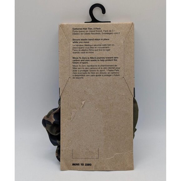 NEW Nike Dri-Fit Camo & Army Green Gathered Ponytail Hair Ties 2 Pack Scrunchies - Picture 3 of 3